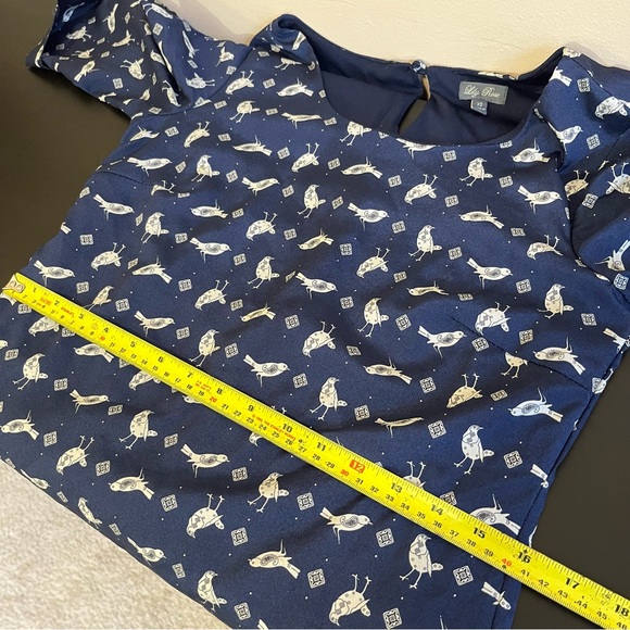Lily Rose Bird Print 3/4 Sleeve Mini Dress - Picture 13 of 15